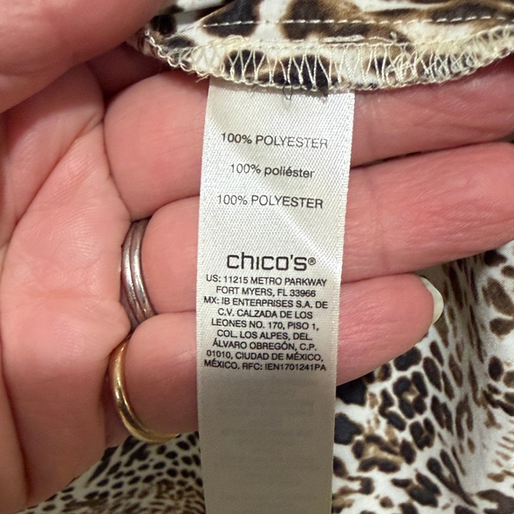 Chico's Leopard Print Button Down Shirt - Black, Brown, White, Chico’s size 3 - Picture 5 of 10